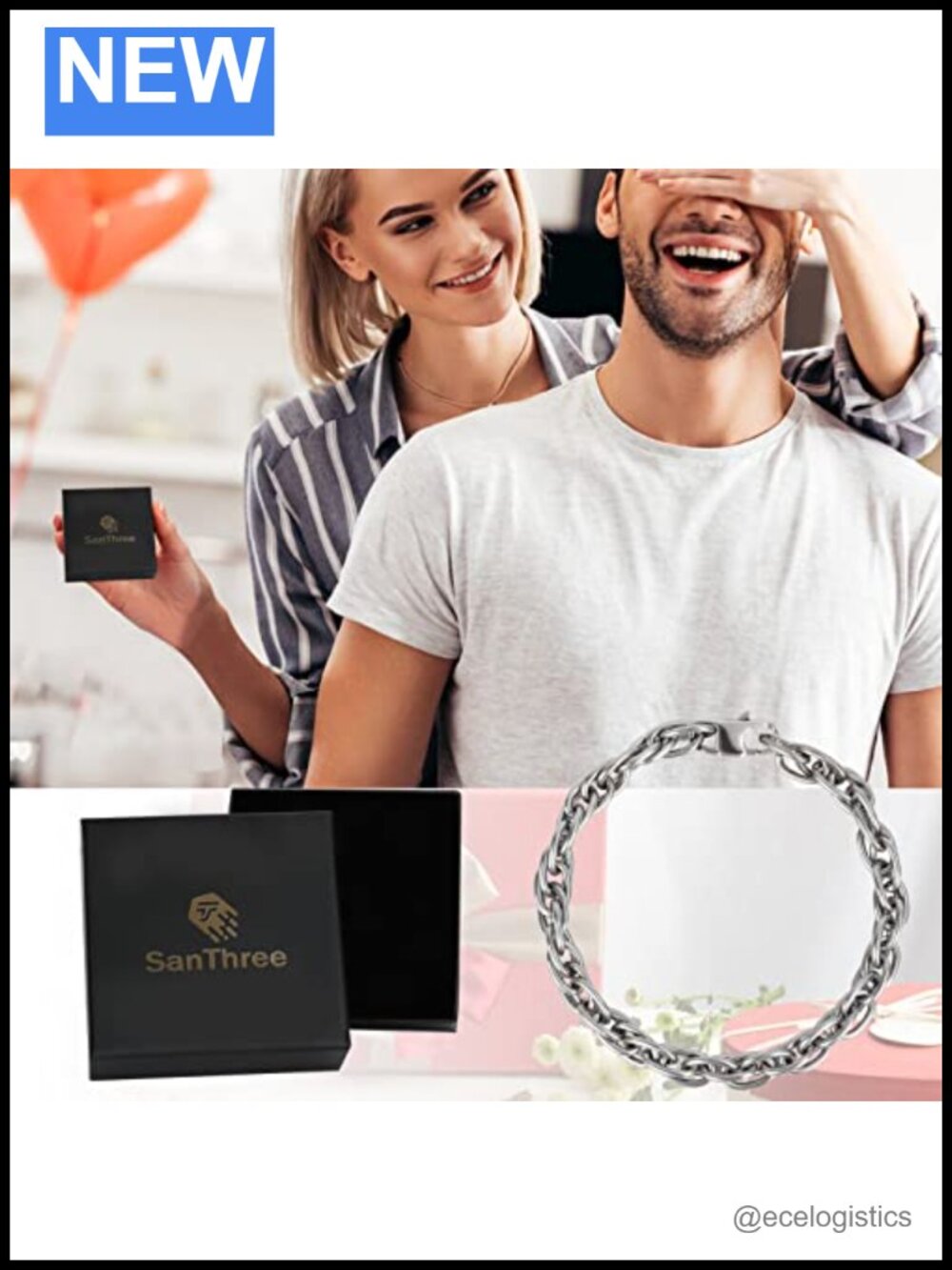 Pure Titanium Twist Link Chain Bracelet 7mm Lobster Claw Unisex Gift Box - Picture 6 of 6